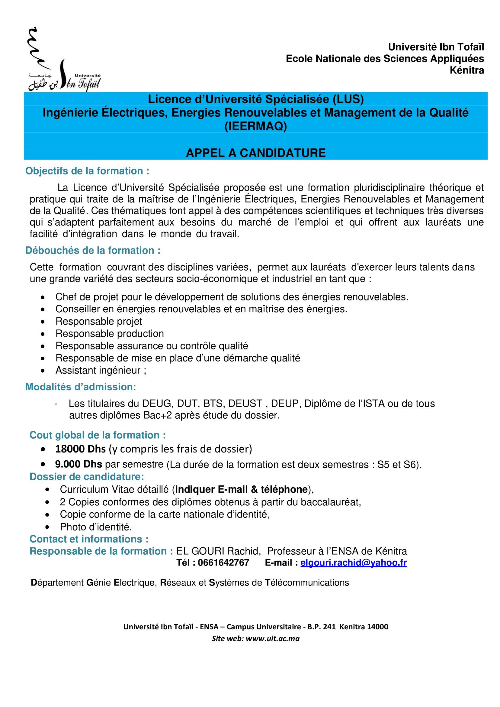Ingénierie Electrique, Energie Renouvelable et